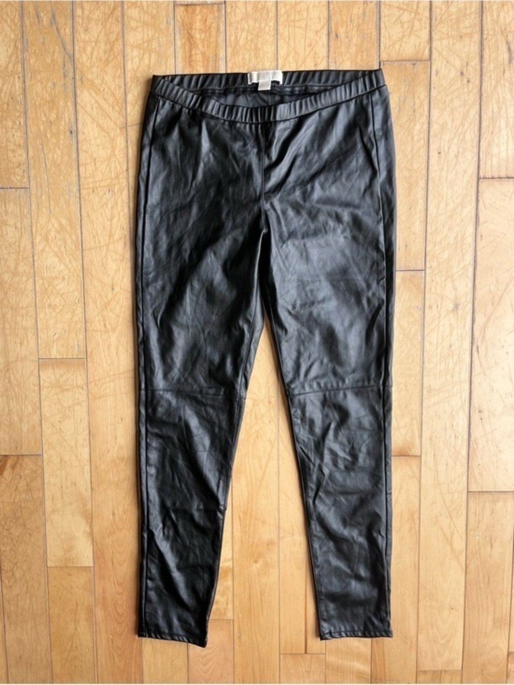 Michael Michael Kors Black Faux Leather Edgy Moto Chic Leggings Size 10